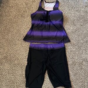 Purple and Black Women's swimsuit set. 2 Piece